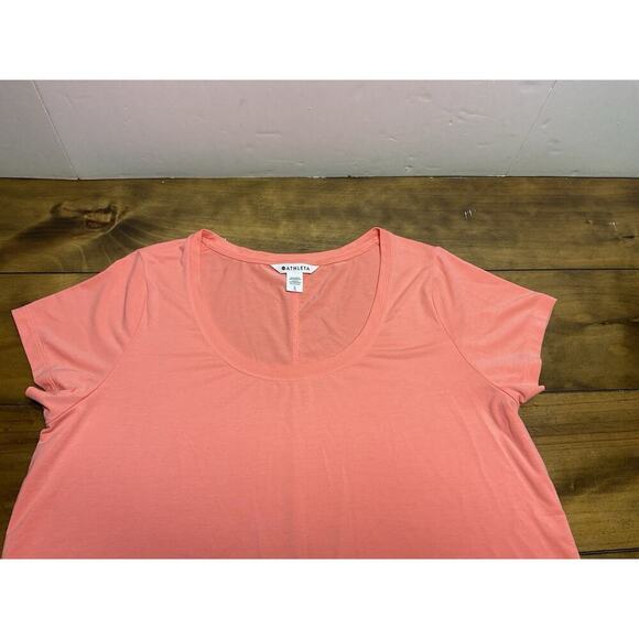 Athleta Stratus II Tee T-Shirt Size Large Scoop Neck Relaxed Fit Casual Pink - Picture 3 of 10